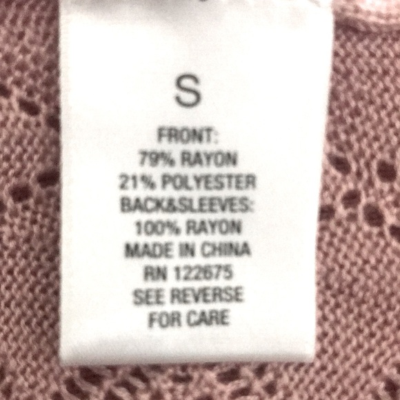 Roz & Ali Pointelle Sweater Dusty Pink Long Sleeve Open Front New with Tags - Picture 16 of 17